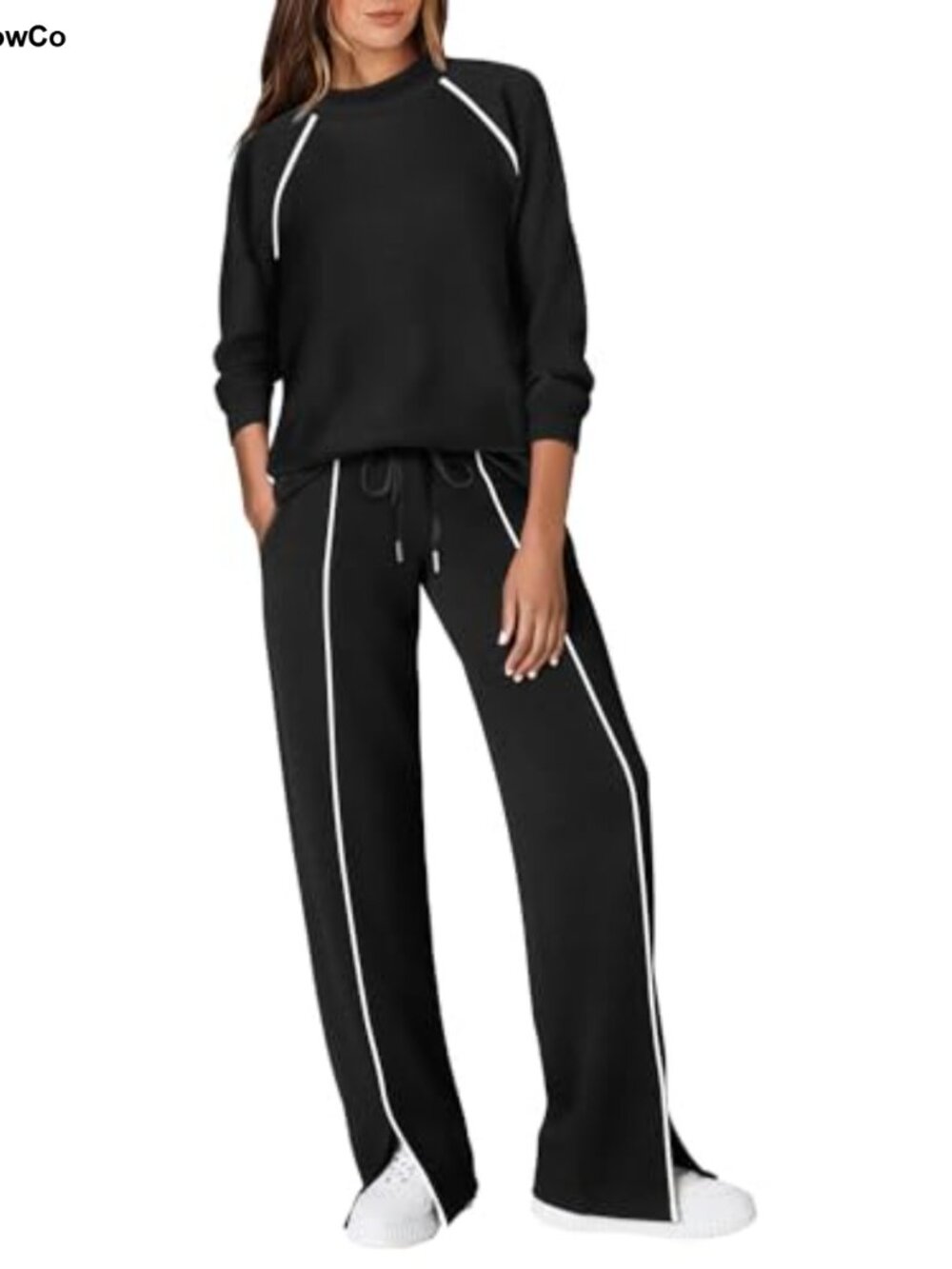 WIHOLL 2-Piece Lounge Set Mock Neck Sweatsuit Travel Outfit